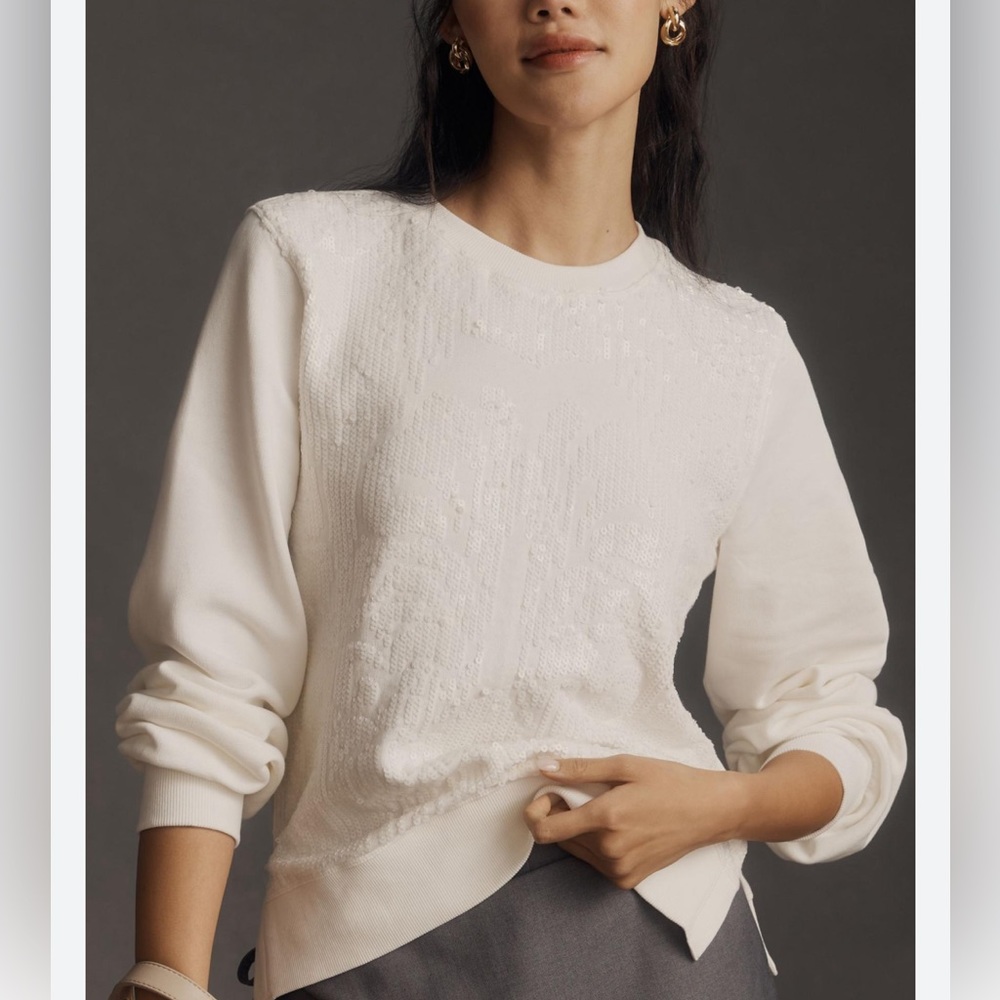 NWT Anthropologie Sequin Cotton Sweatshirt - Size‎ S